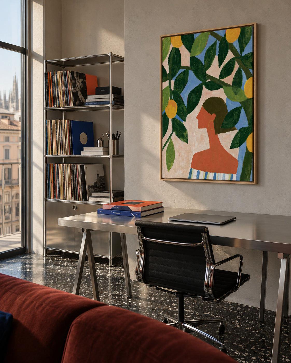 Lemon Garden Muse - Framed canvas in an interior