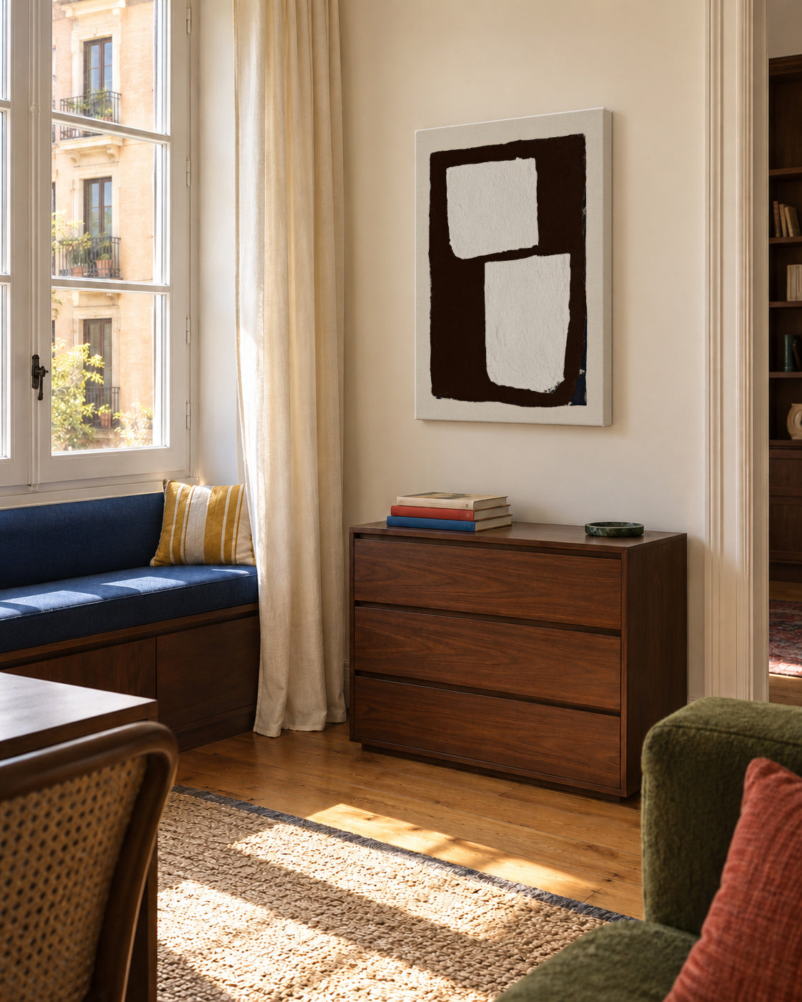Mocha Balance - Unframed canvas in an interior