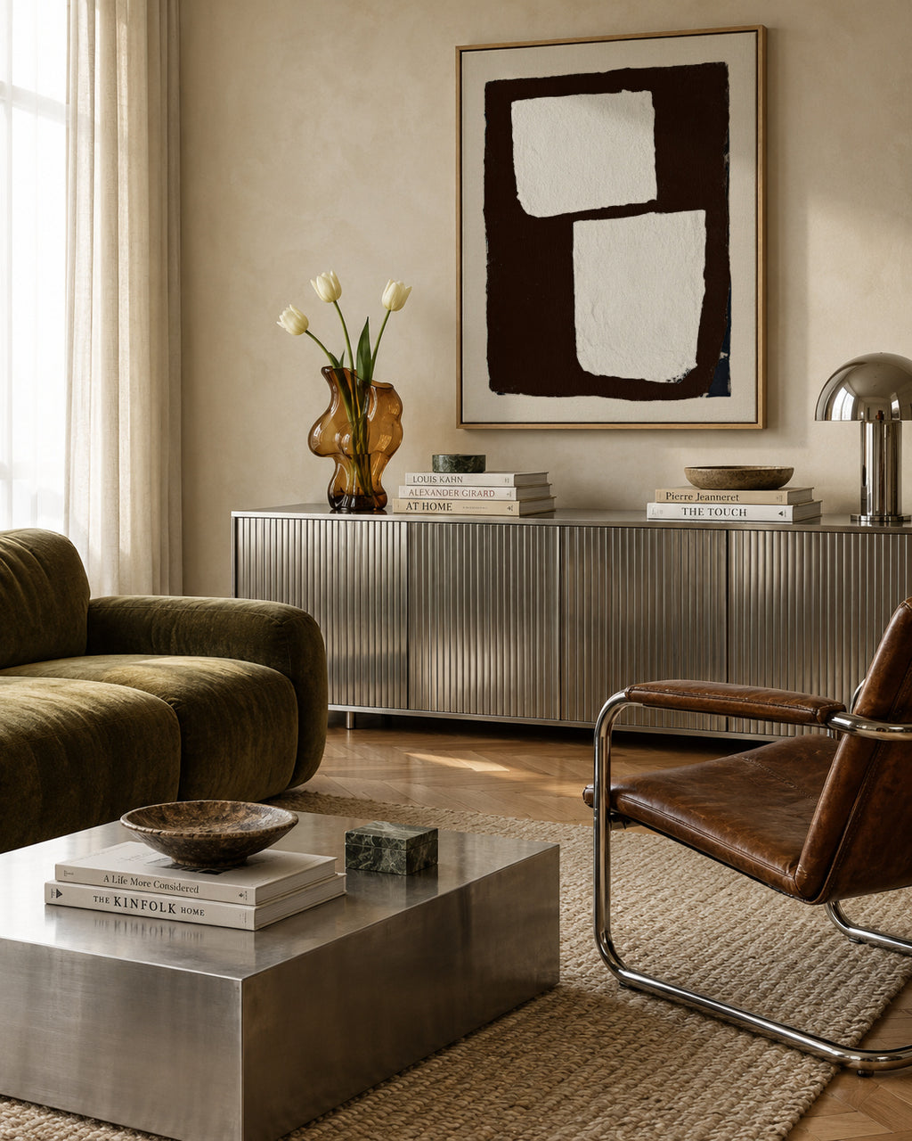 Mocha Balance - Framed canvas in an interior