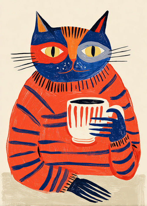 Küchenkunst: Katze mit Kaffee