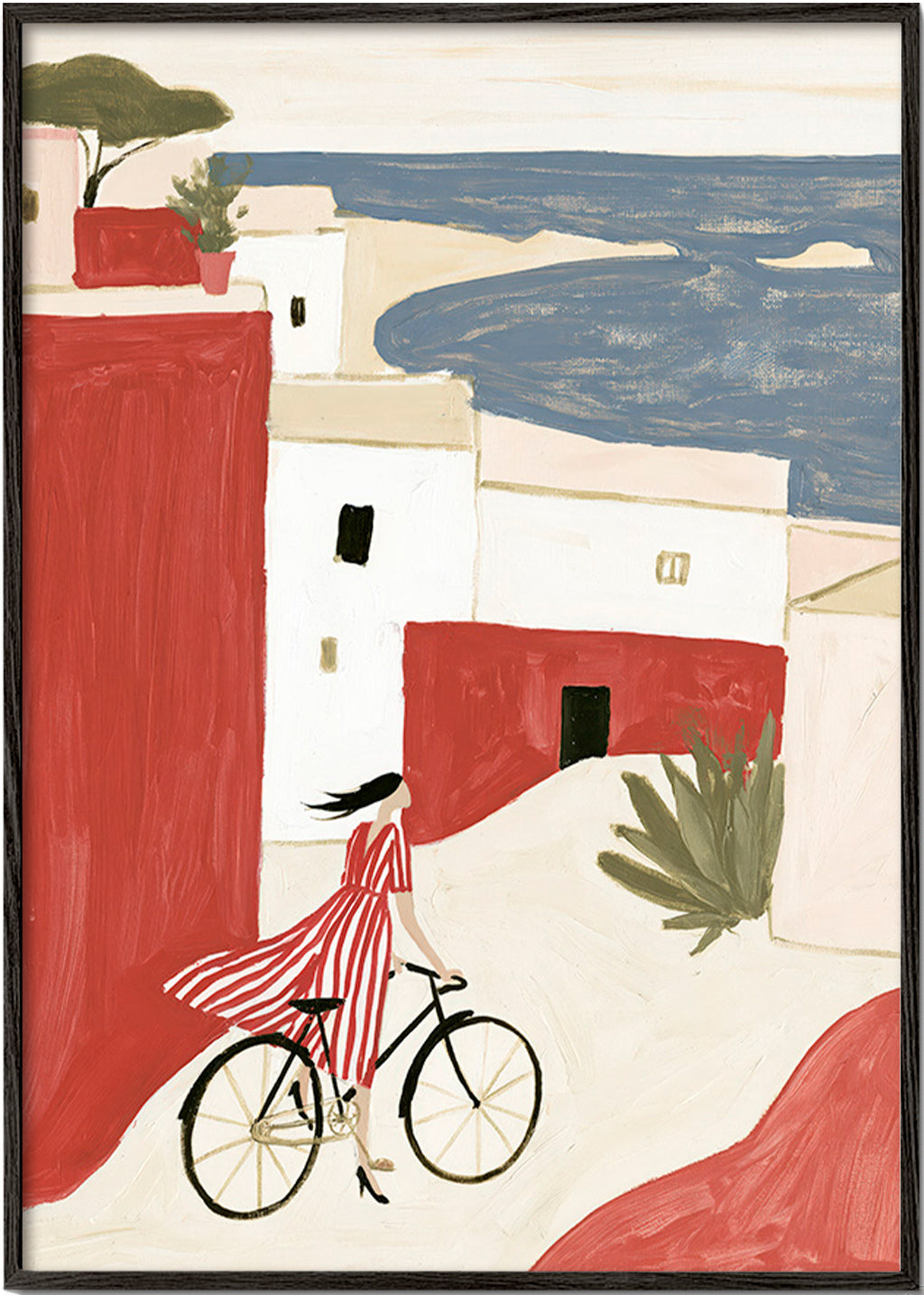 Illustration Fahrrad an der Küste