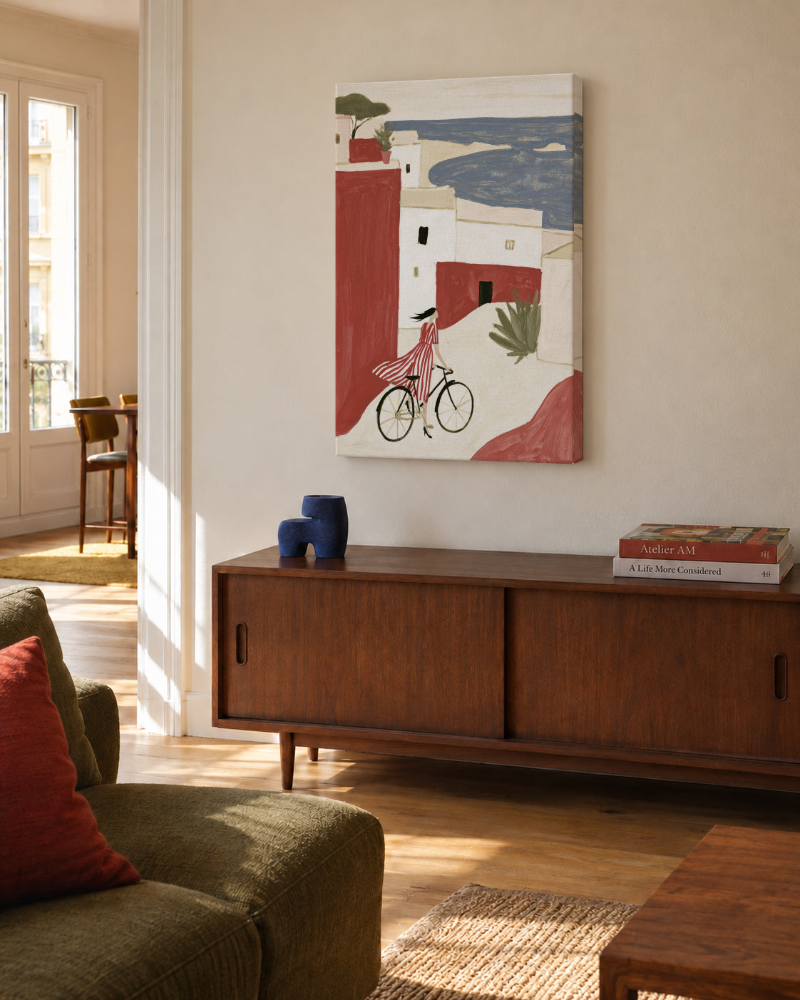 Coastal Bicycle - Unframed canvas in an interior