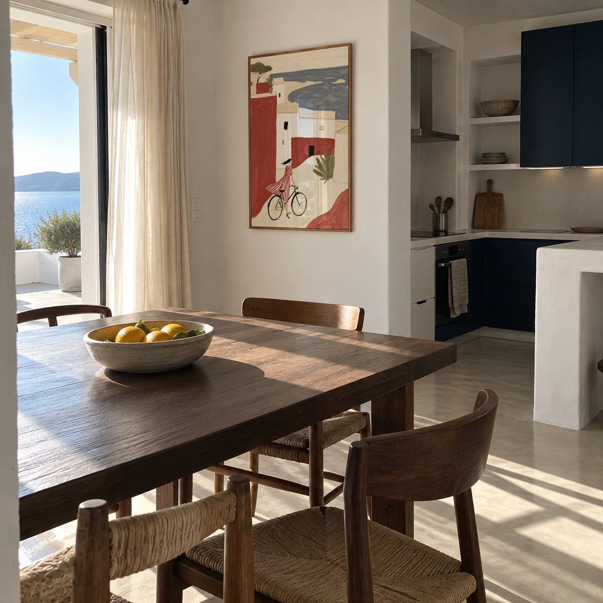 Coastal Bicycle - Framed poster in an interior
