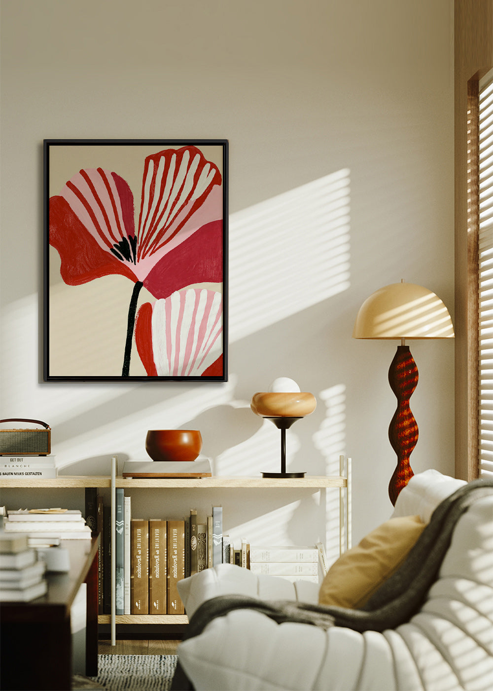 Botanischer Druck Twin Petals in Rosa und Rot
