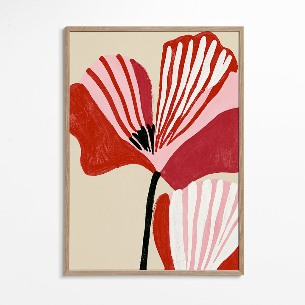Botanischer Druck Twin Petals in Rosa und Rot