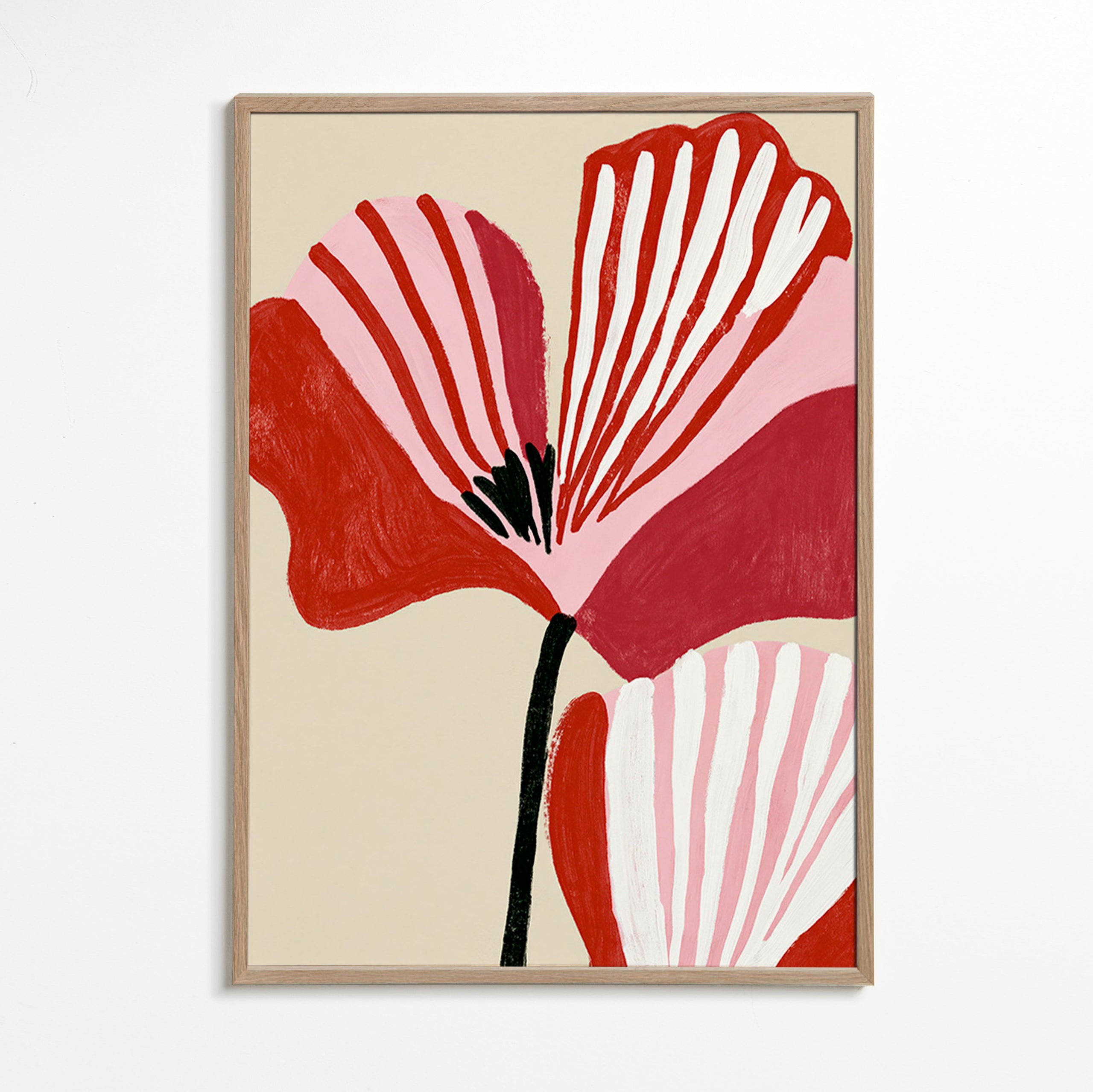 Botanischer Druck Twin Petals in Rosa und Rot