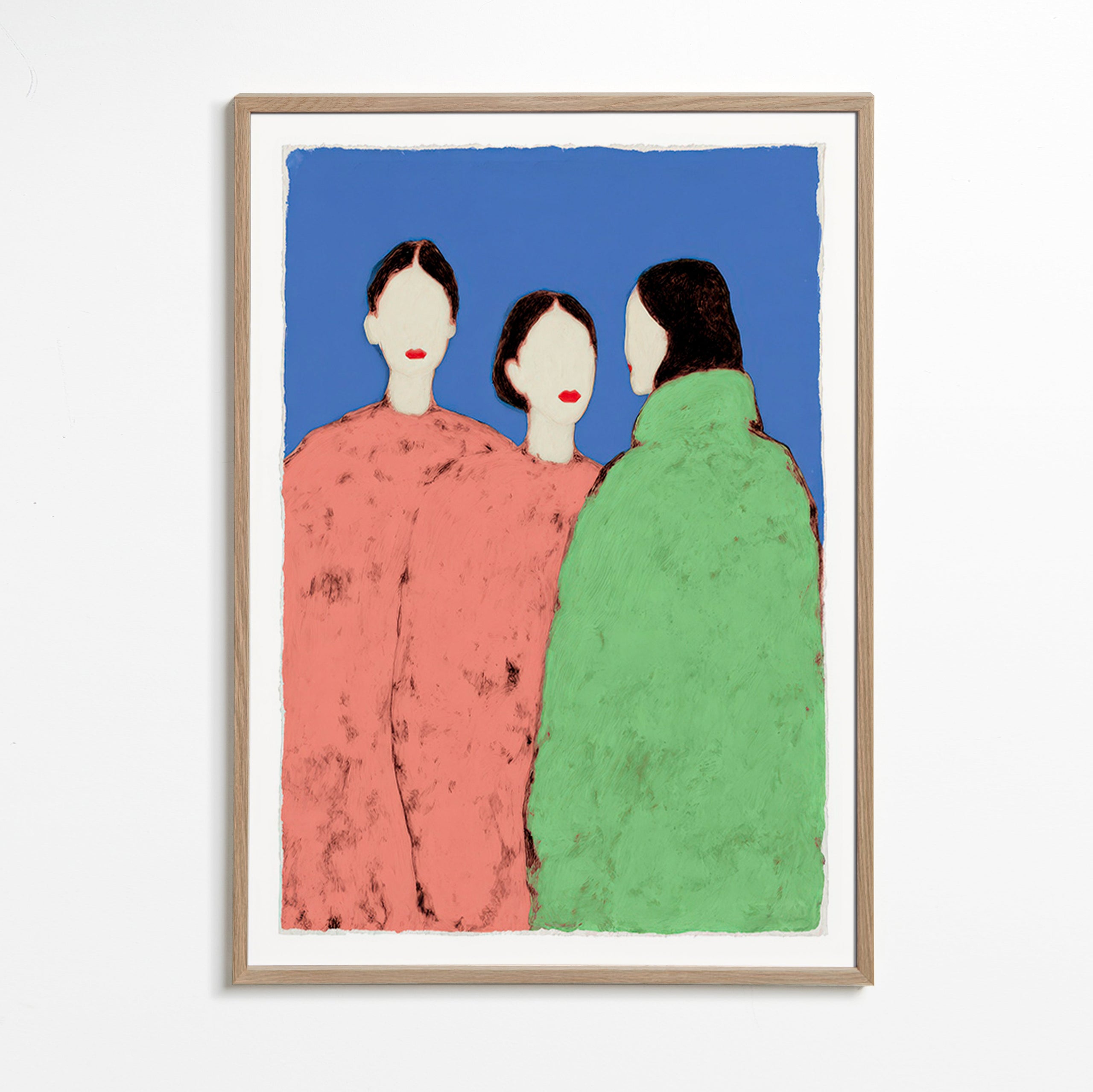 Illustration mit drei stilisierten Figuren auf blauem Hintergrund