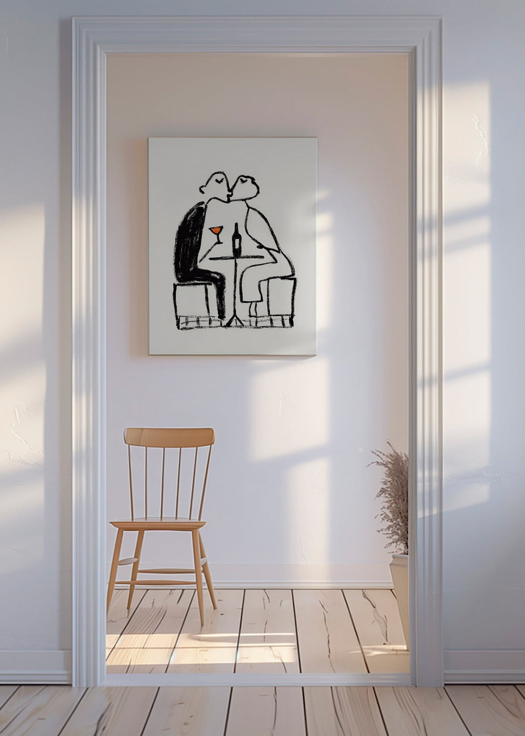 Küchenkunst: Paar mit Wein