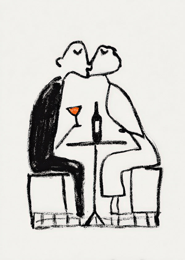 Küchenkunst: Paar mit Wein