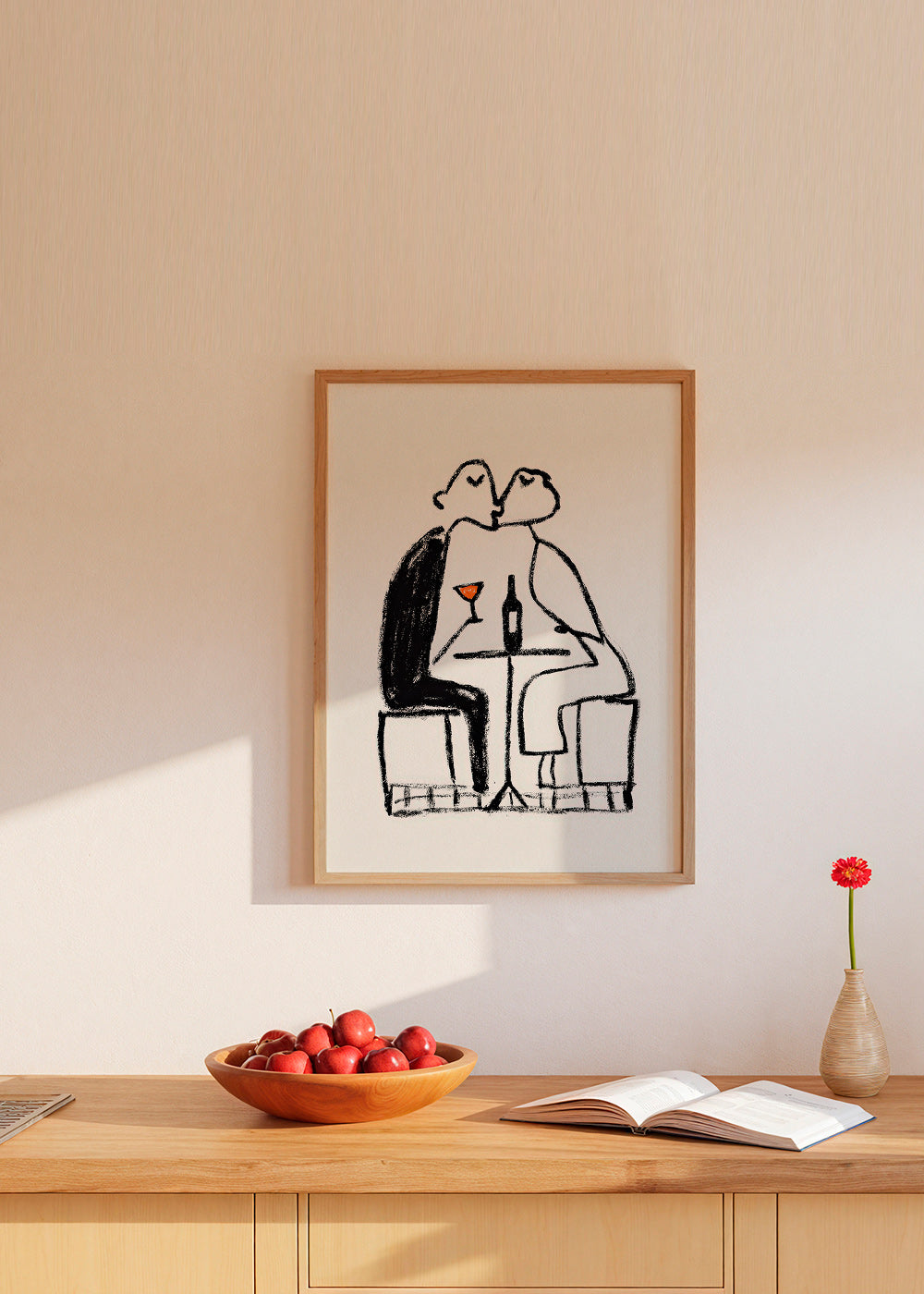 Küchenkunst: Paar mit Wein