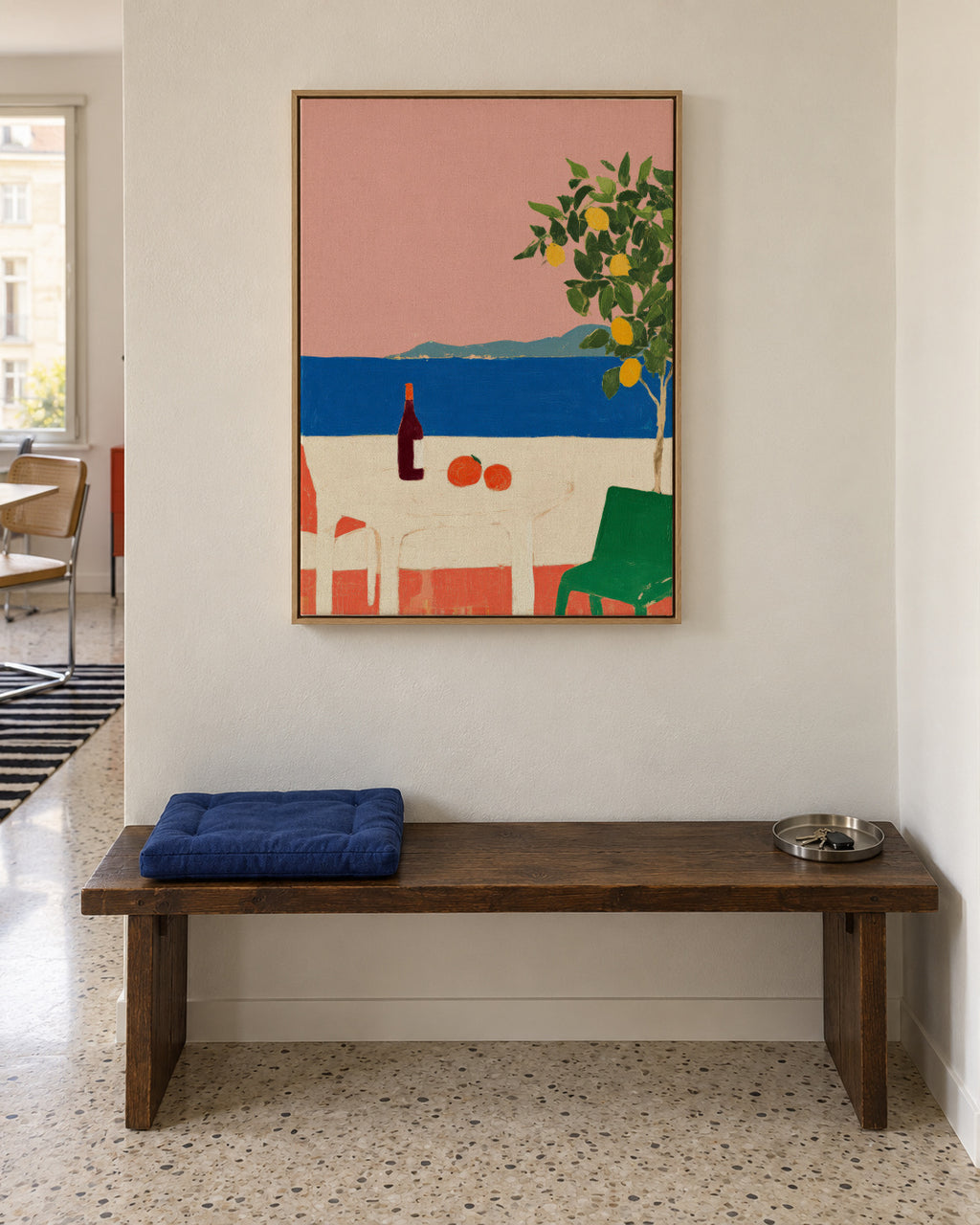 Pink Riviera - Framed canvas in an interior