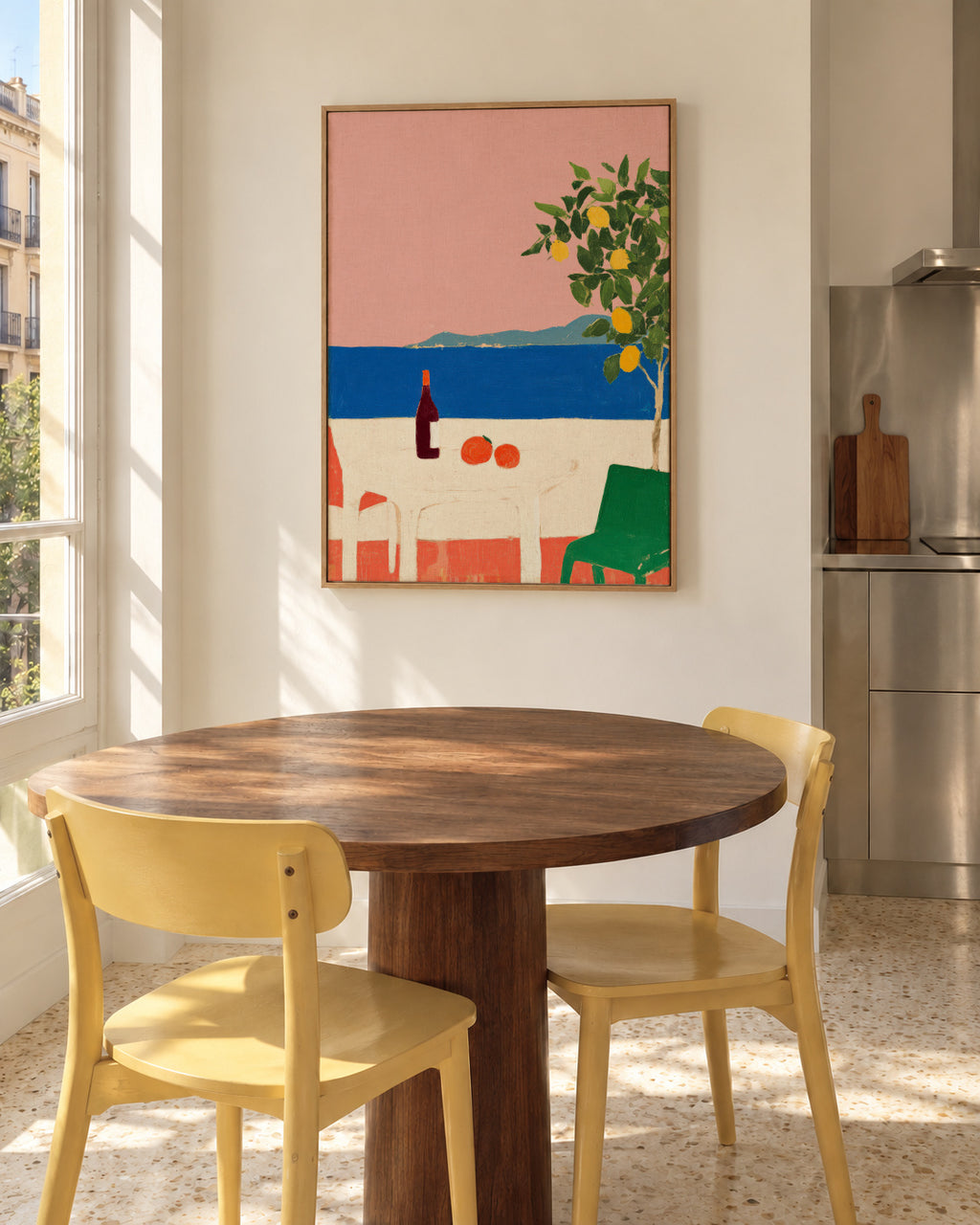 Pink Riviera - Framed canvas in an interior