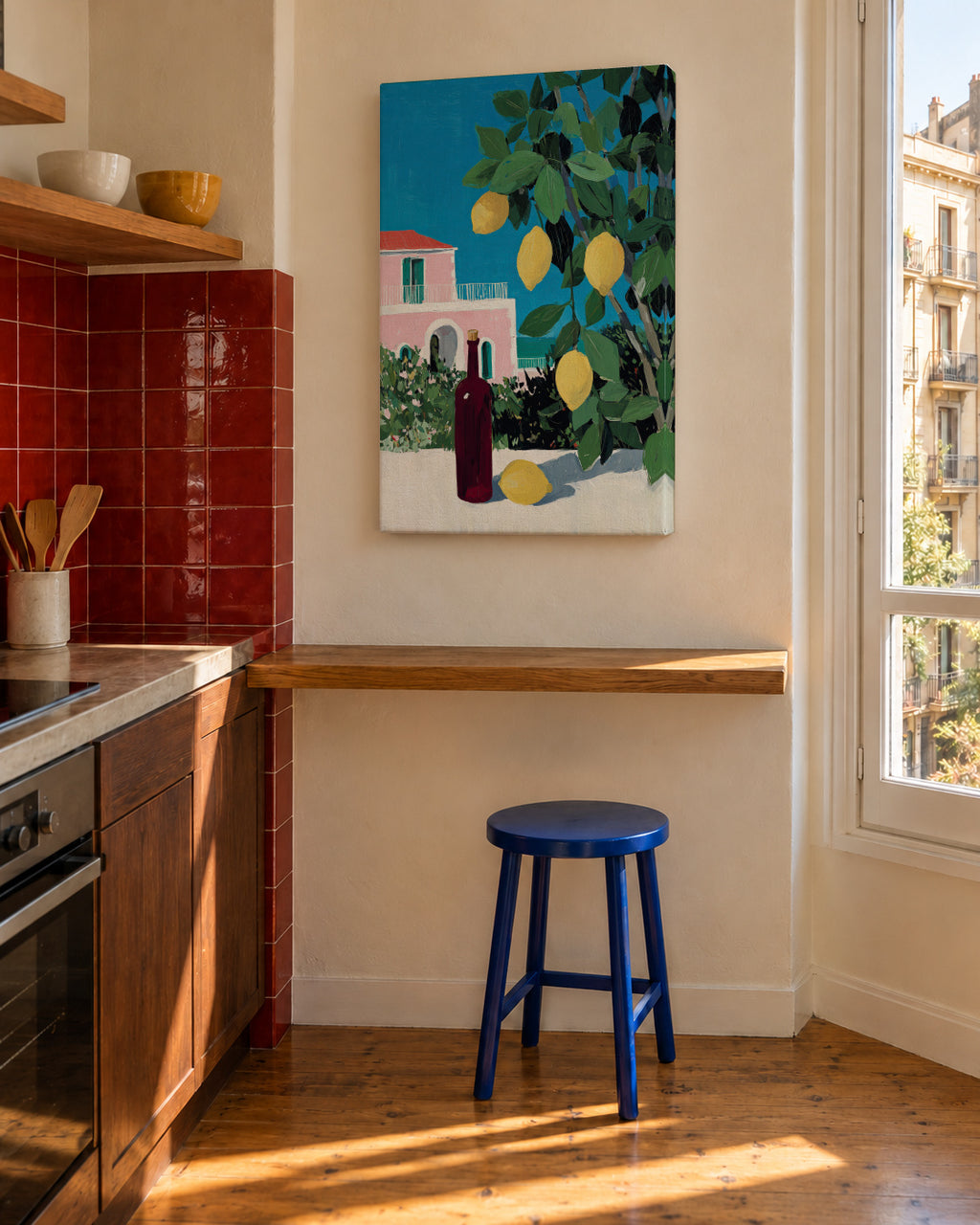 Lemon Courtyard - Unframed canvas in an interior