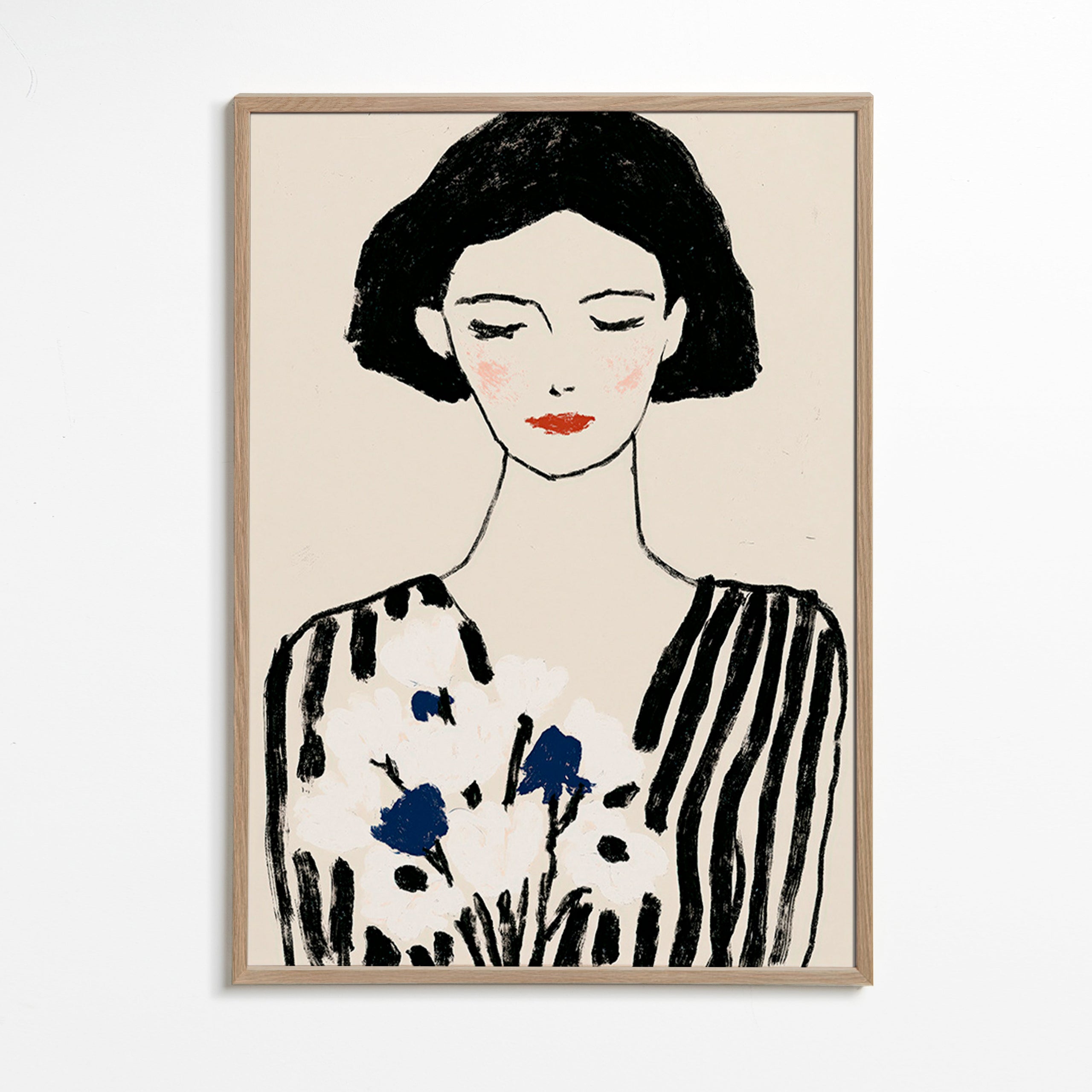 Illustration: Frauenportrait mit Blumenmotiv