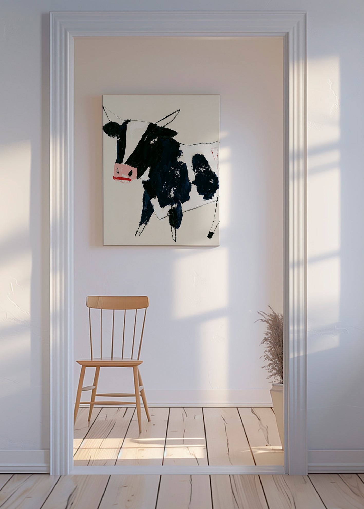 Kunstwerk Kuh mit verspielten Pinselstrichen