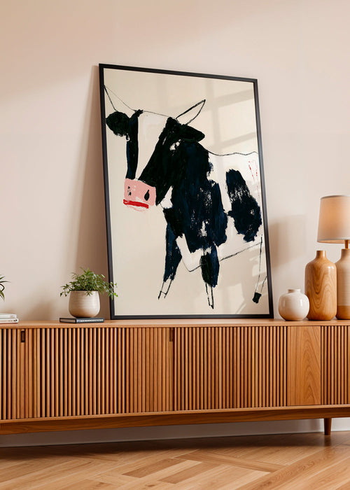 Kunstwerk Kuh mit verspielten Pinselstrichen