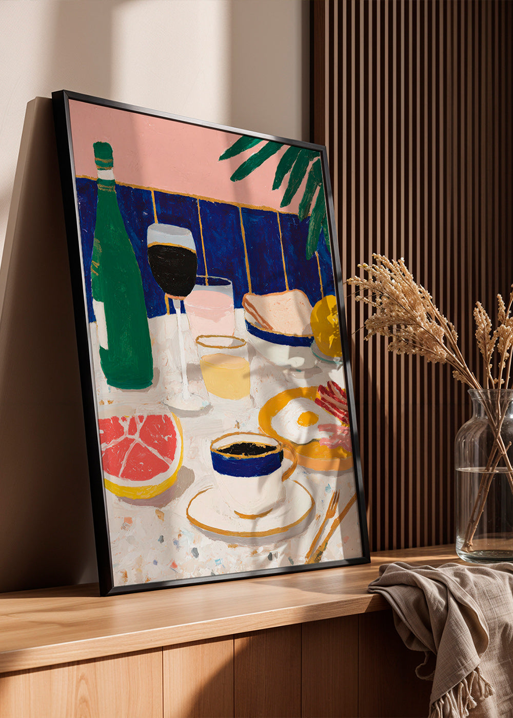 Küchenkunst: Frühstück-Stilleben mit Kaffee und Zitrus