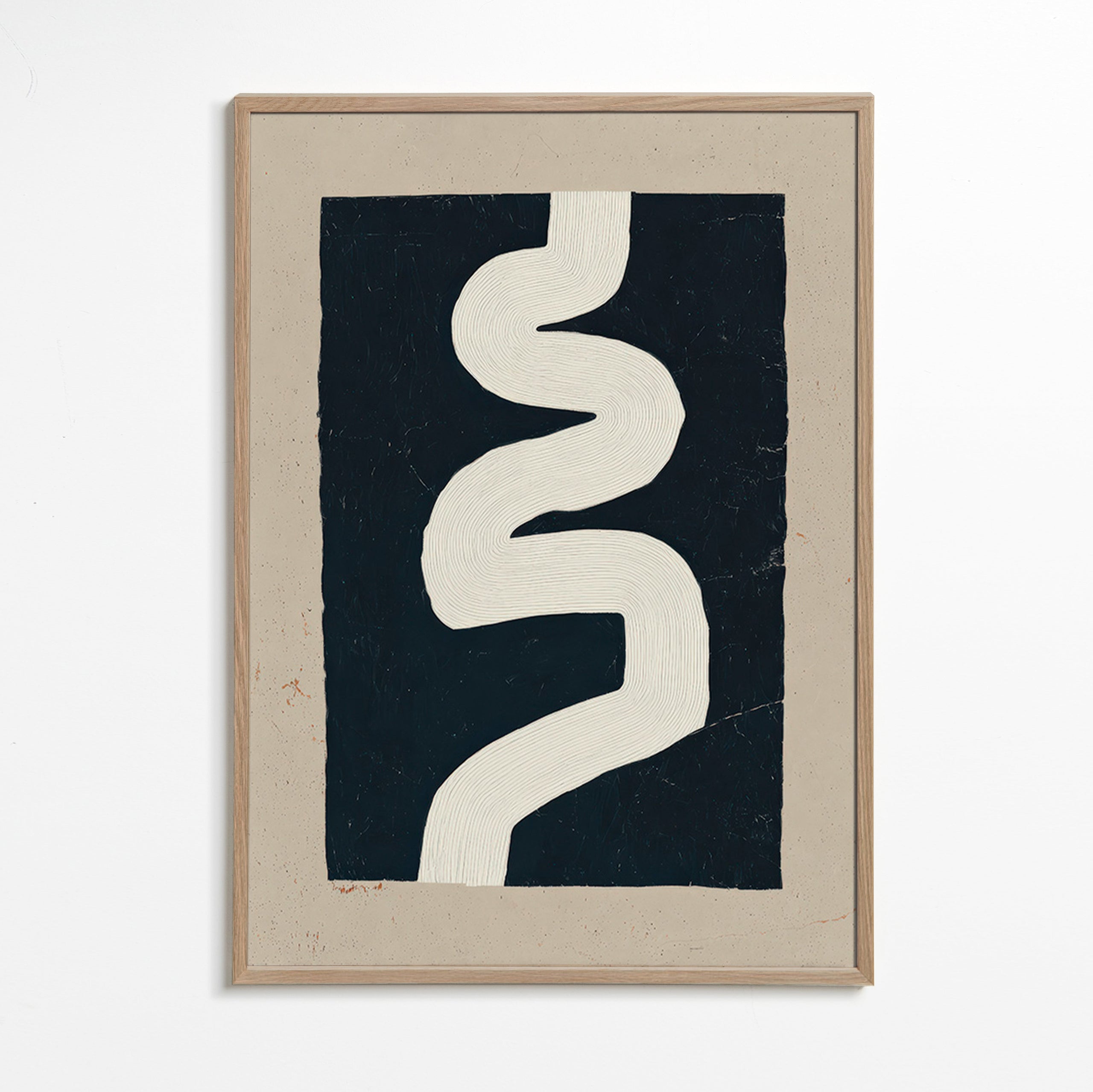 Minimalistisches Motiv weiße Kurve auf dunklem Feld