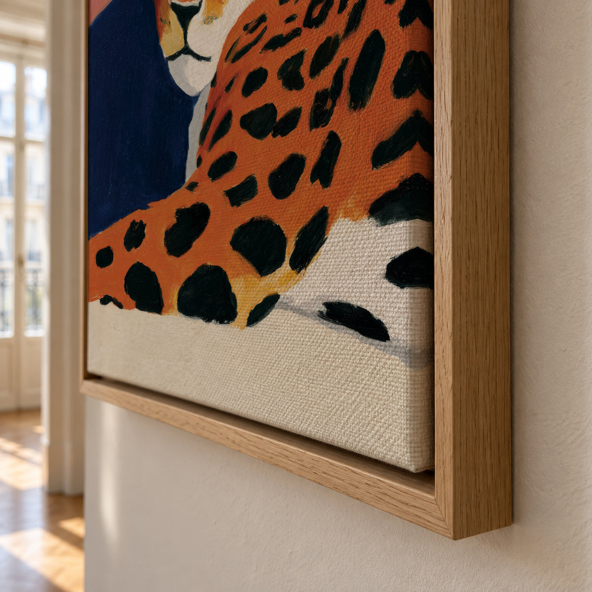 Resting Leopard - Framed canvas detail