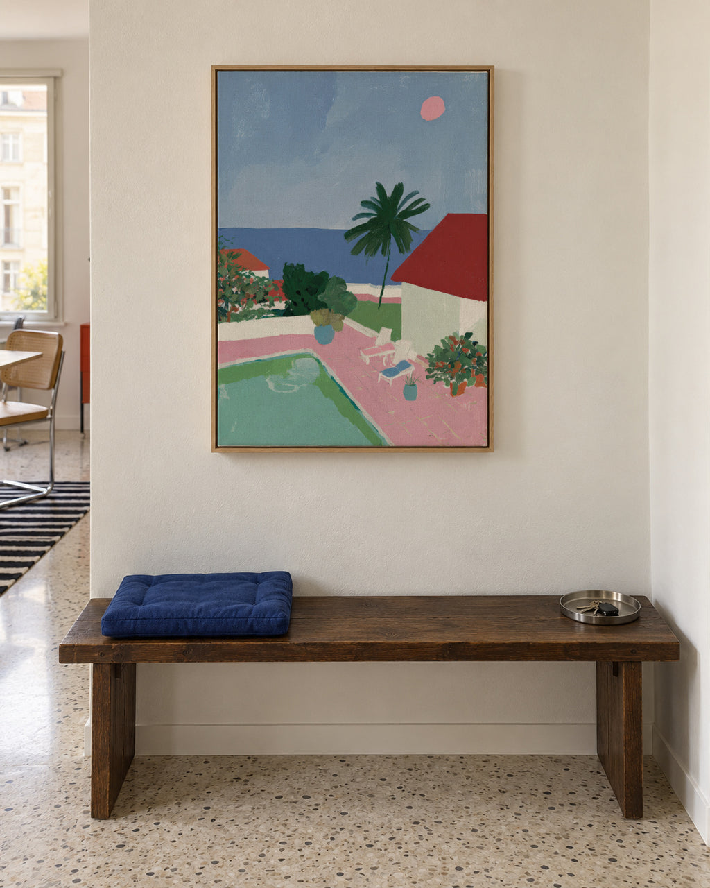 Pink Hillside - Framed canvas in an interior