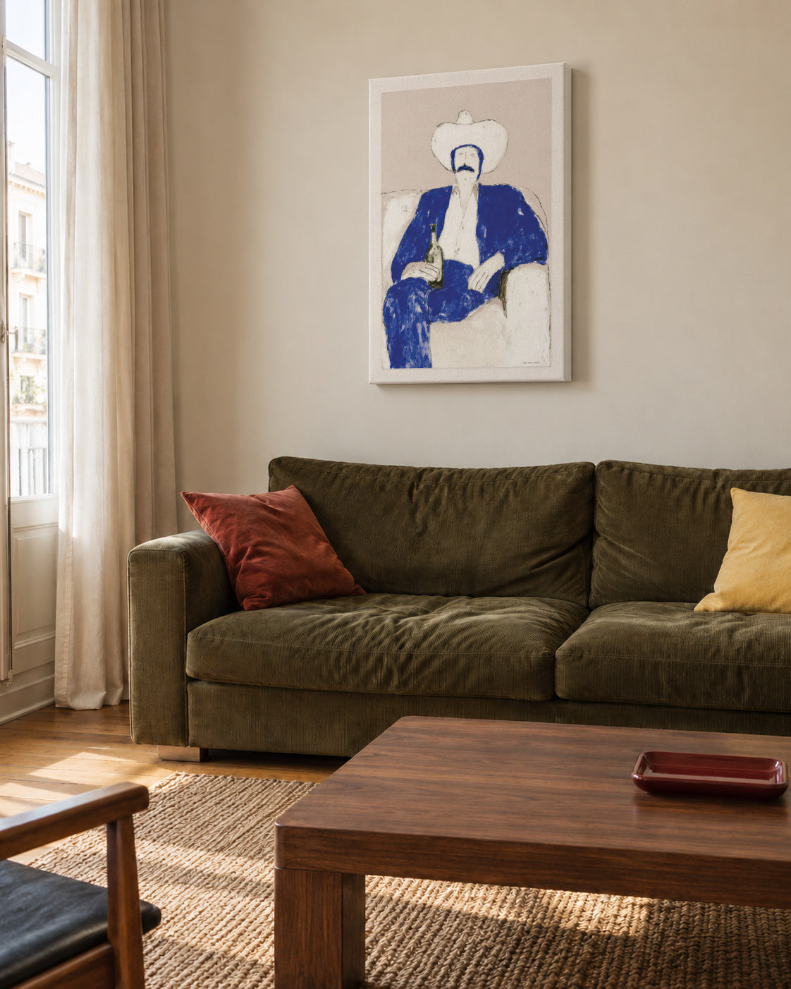 The Cowboy - Unframed canvas in an interior