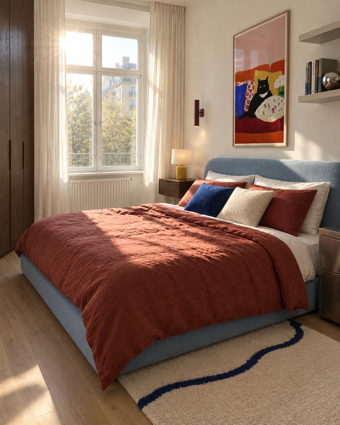 Black Cat Morning - Framed poster in an interior