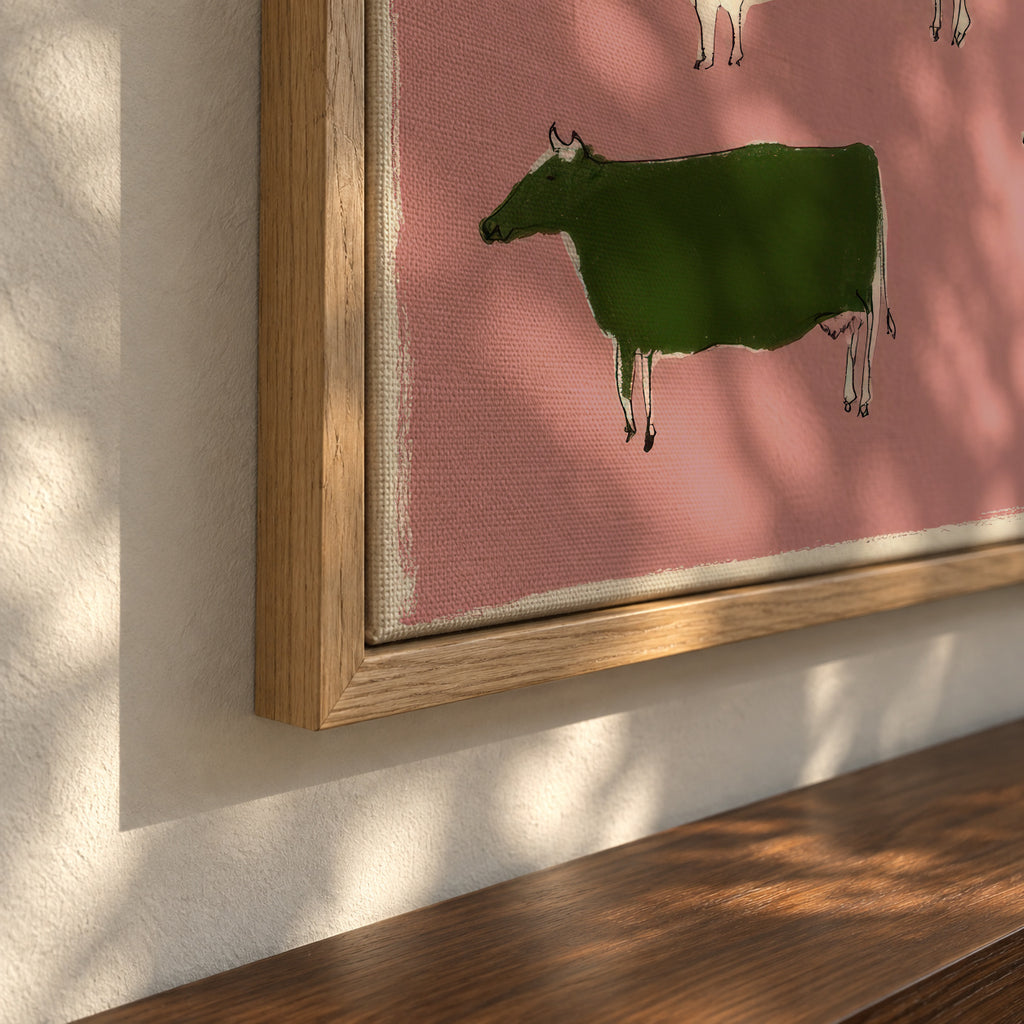 Pink Farm - Framed canvas detail