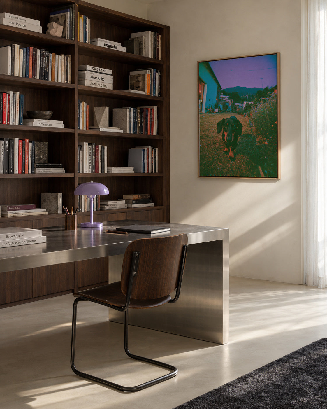 Dog at Dusk - Framed canvas in an interior