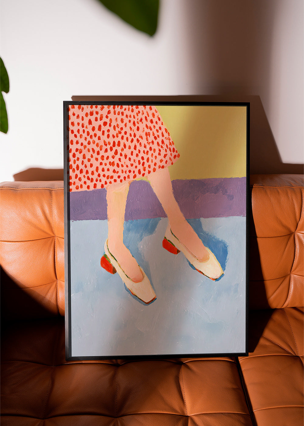 Illustration rote Schuhe mit gemustertem Rock