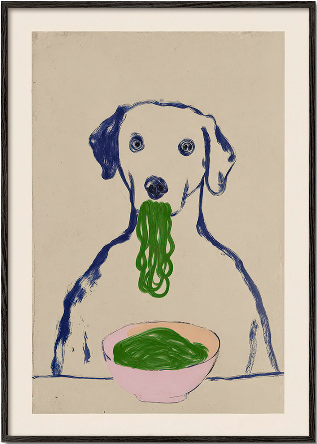 Küchenkunst: Hund mit Nudeln