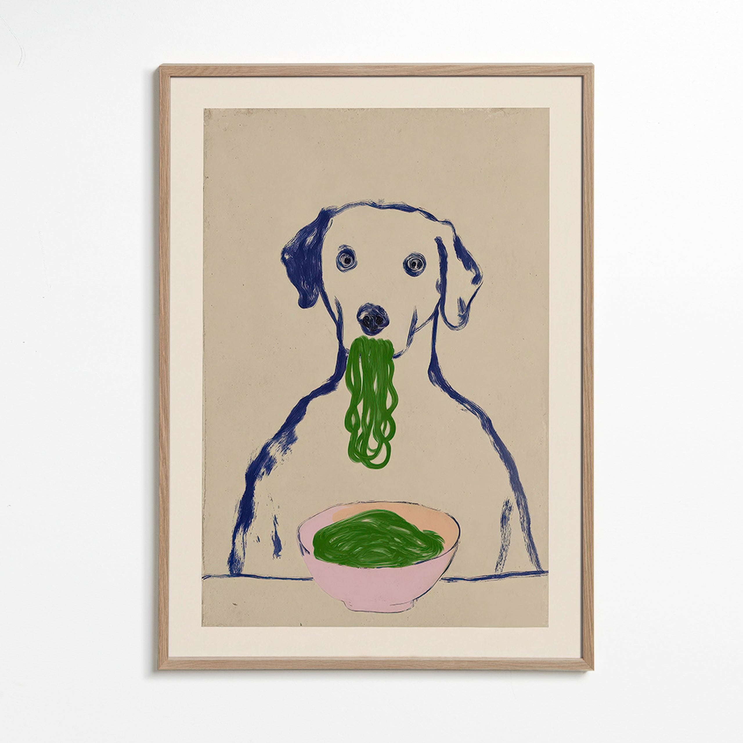 Küchenkunst: Hund mit Nudeln