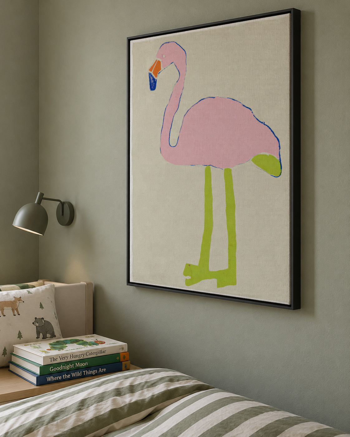 Pink Flamingo - Framed canvas in an interior