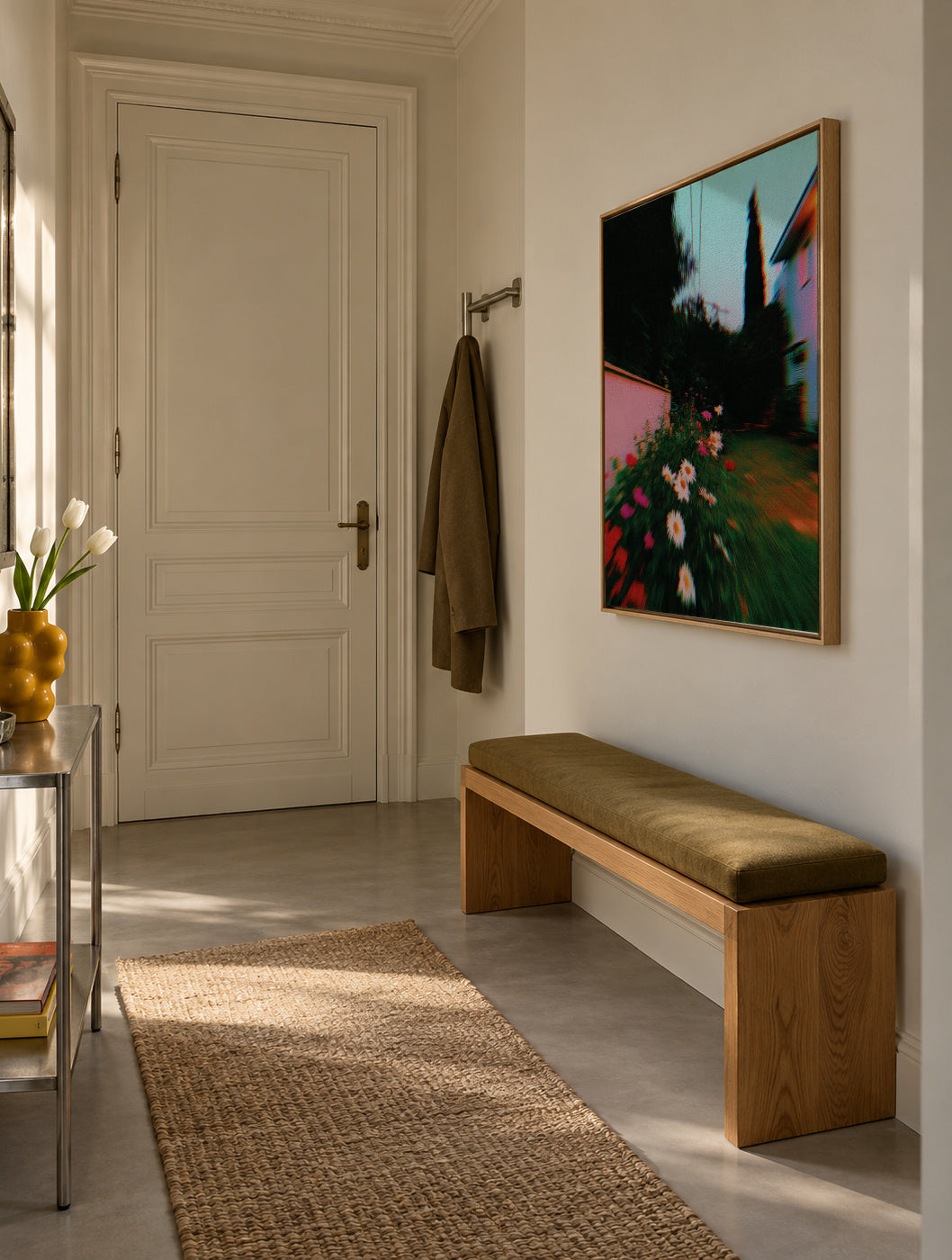 Blurred Garden - Framed canvas in an interior