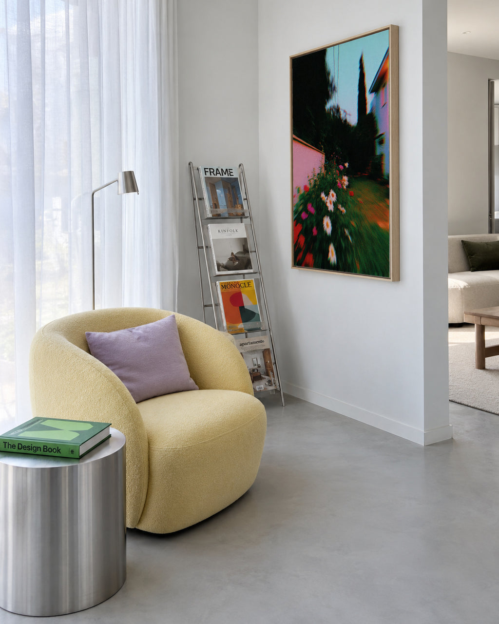 Blurred Garden - Framed canvas in an interior