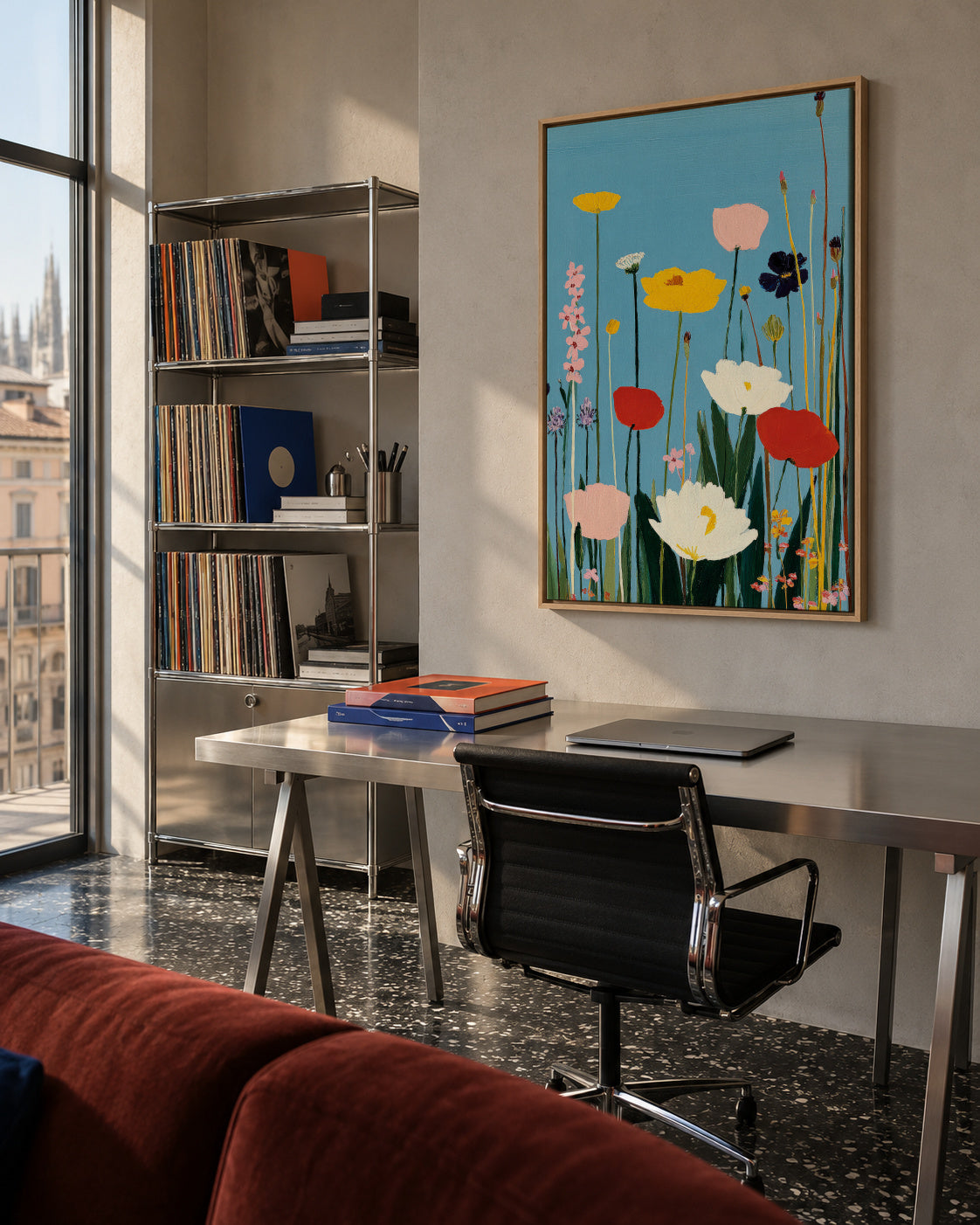 Summer Meadow - Framed canvas in an interior