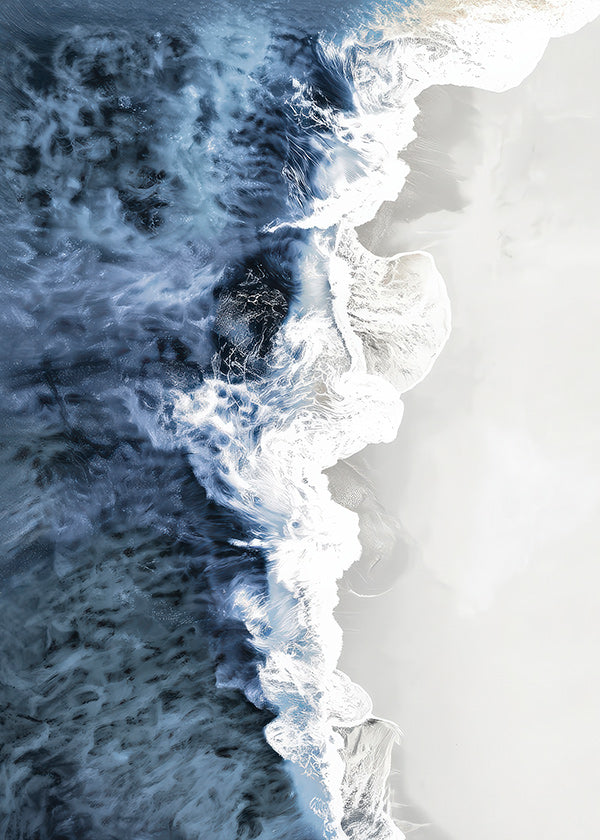 Cuadro de paisaje med luftiga vågor och skummig grafik