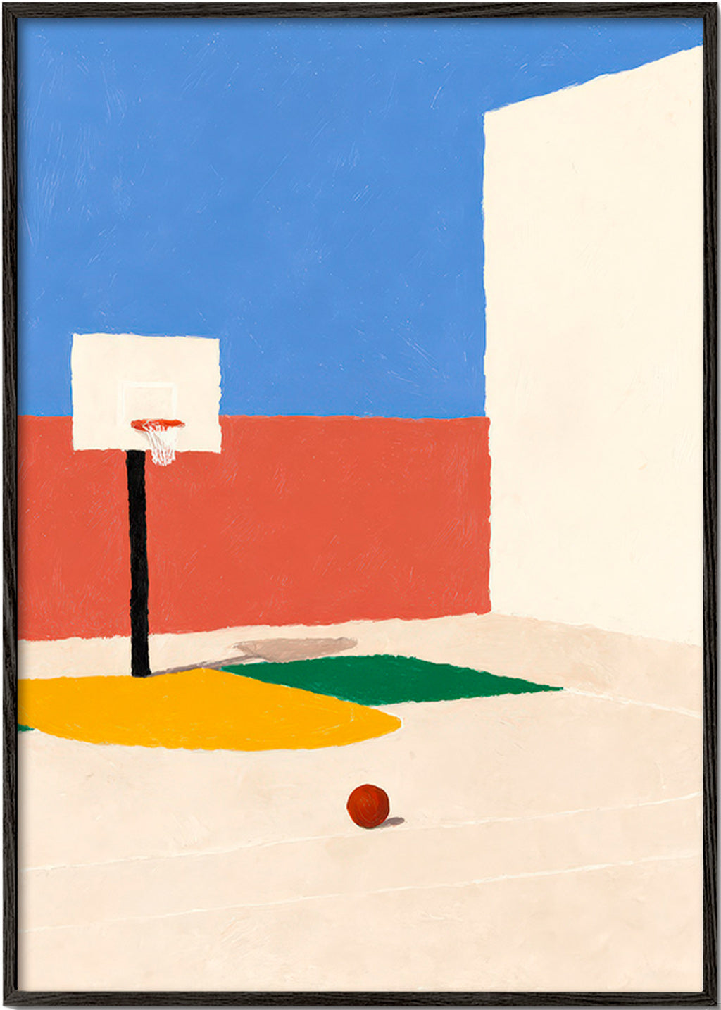 Sportkunst: minimalistischer Platz mit Ball