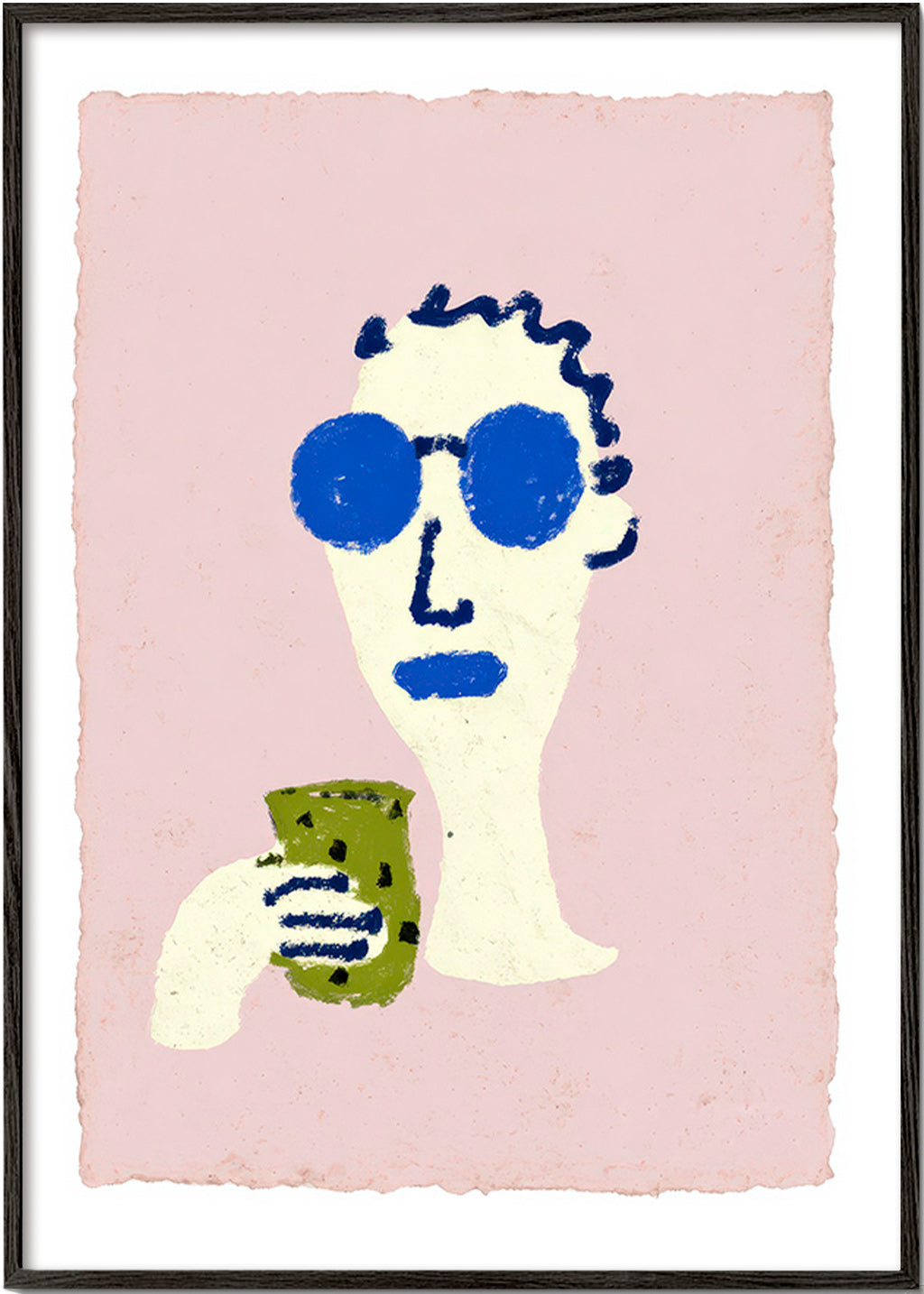 Illustration Porträt mit blauen Sonnenbrillen