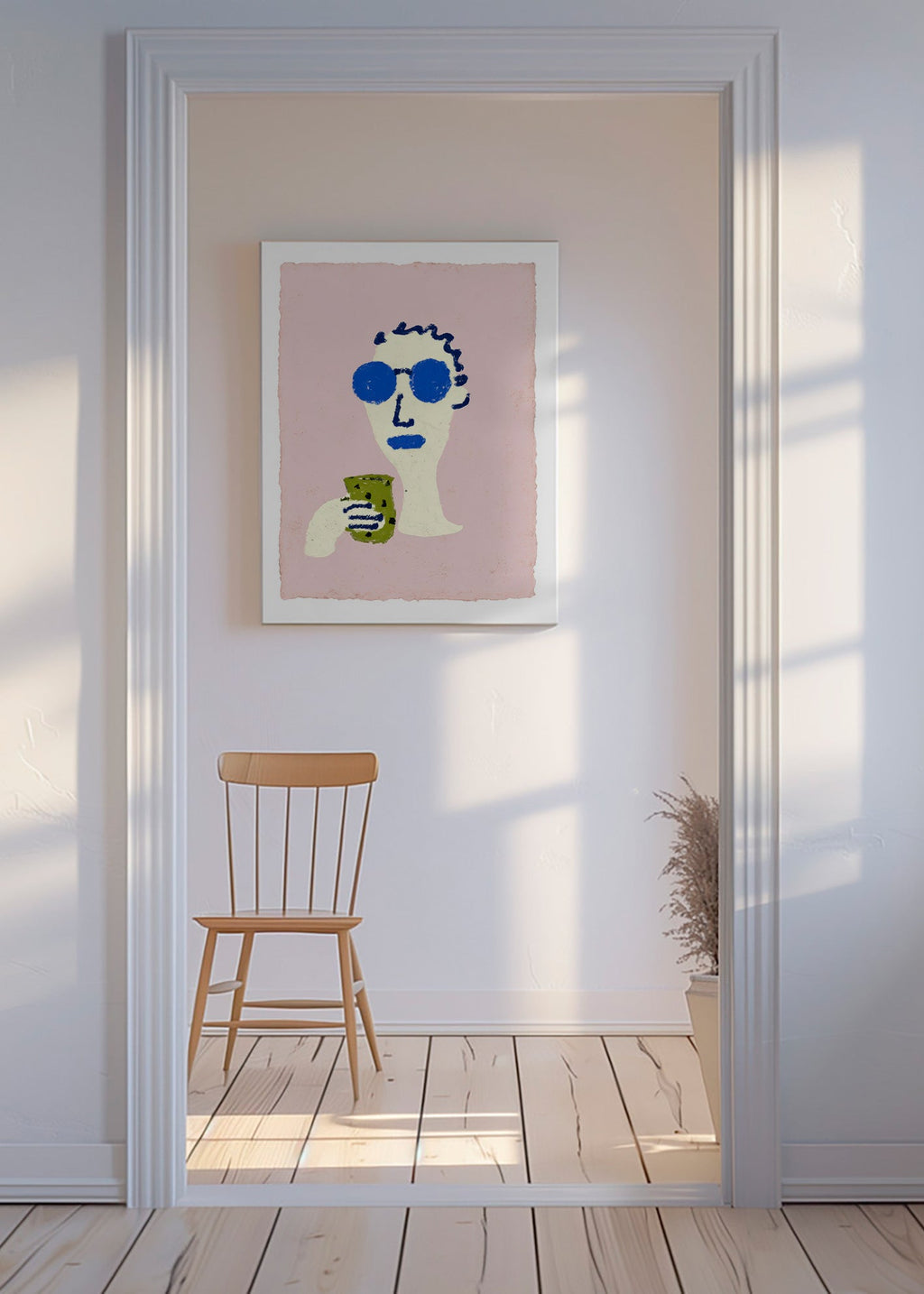 Illustration Porträt mit blauen Sonnenbrillen