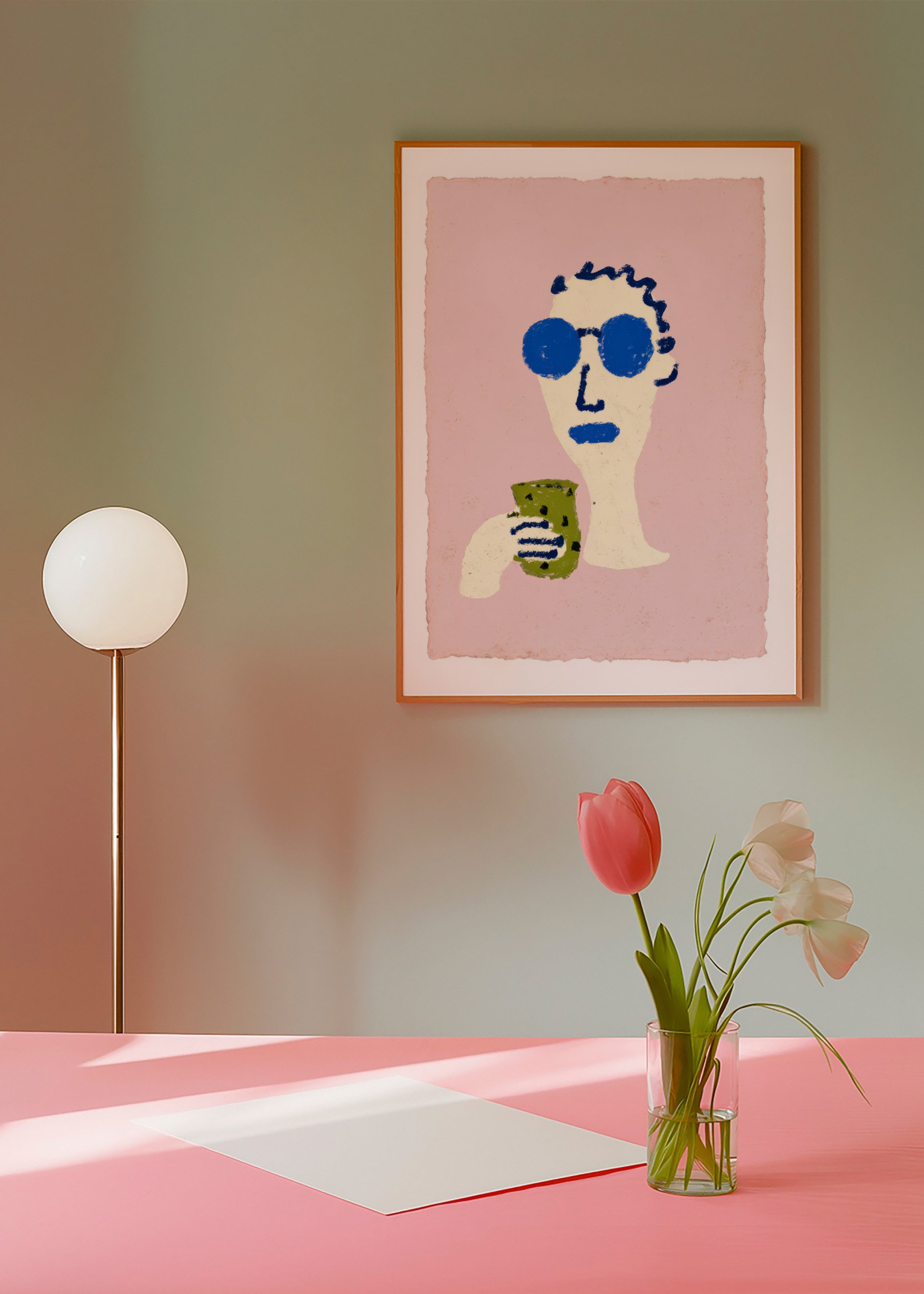 Illustration Porträt mit blauen Sonnenbrillen