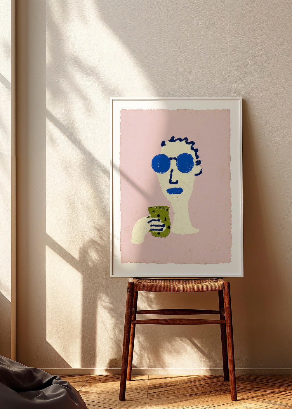 Illustration Porträt mit blauen Sonnenbrillen