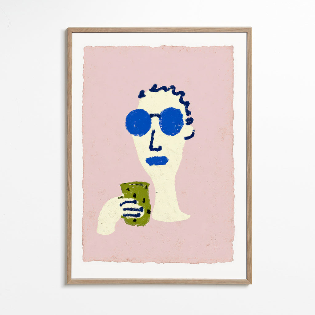 Illustration Porträt mit blauen Sonnenbrillen