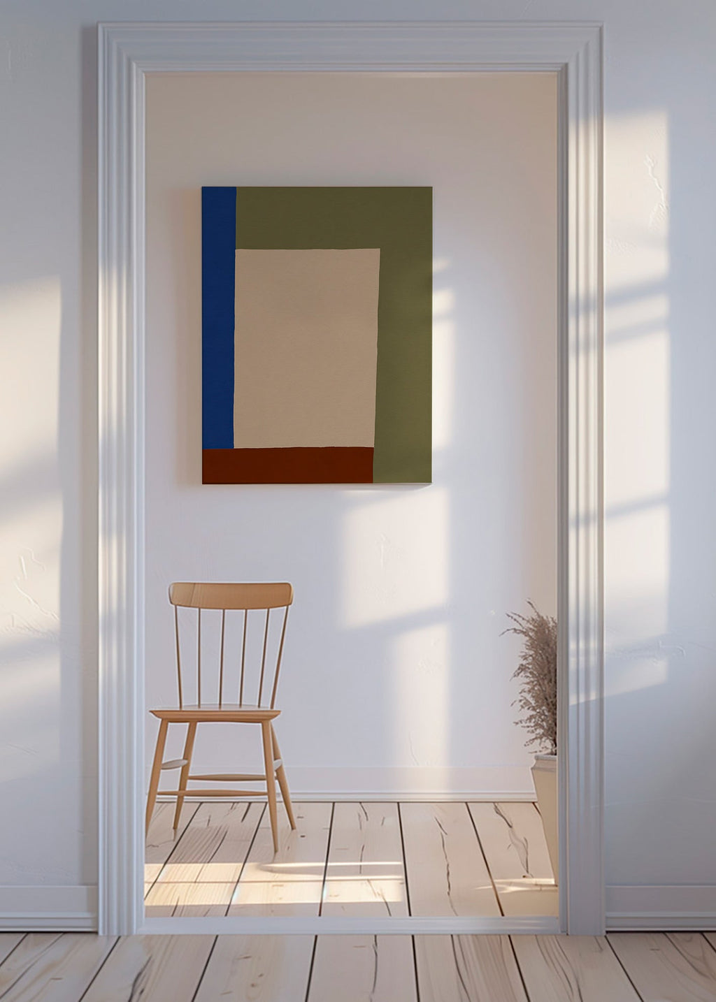 Geometrisches Bild mit beigem Rechteck
