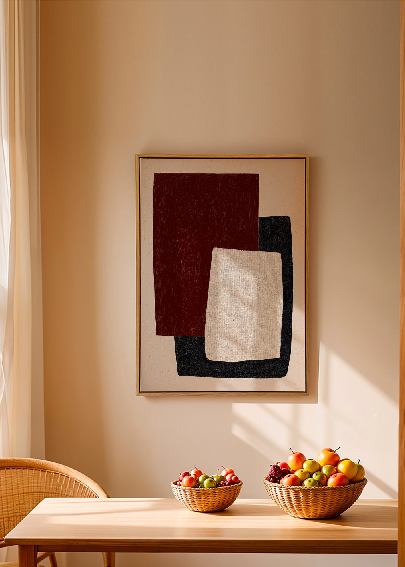 Geometrisches Poster mit überlappenden Bordeauxformen