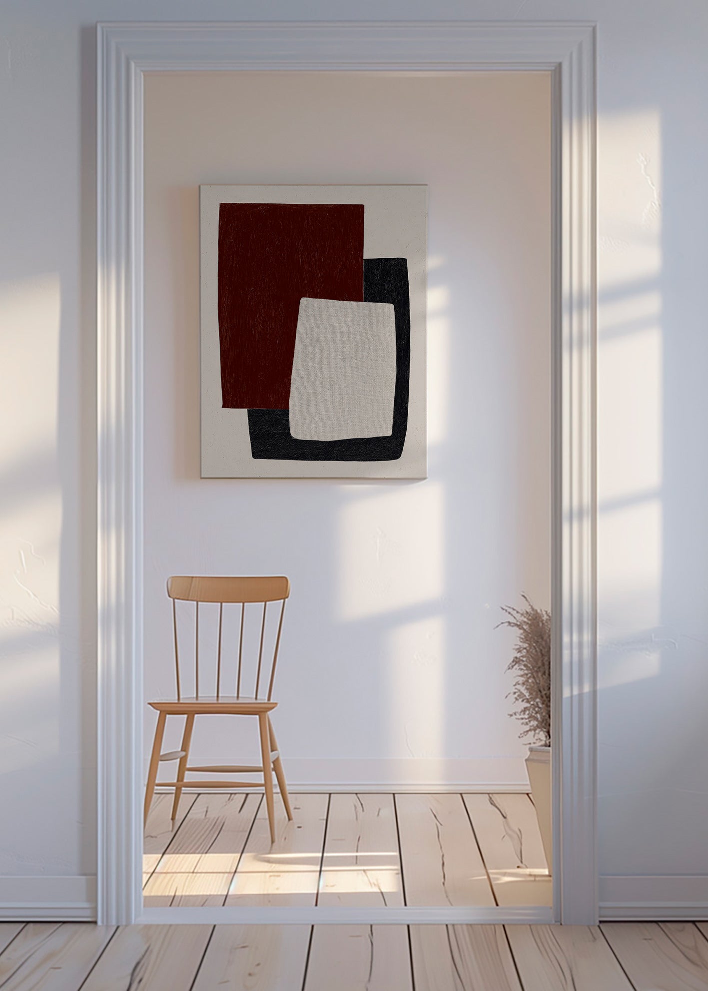 Geometrisches Poster mit überlappenden Bordeauxformen