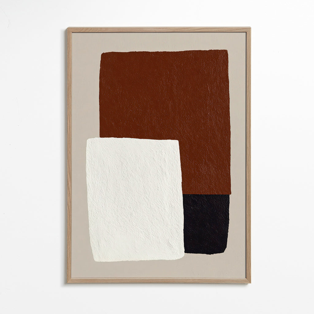 Minimalistisches Design mit braunen und weißen Blöcken