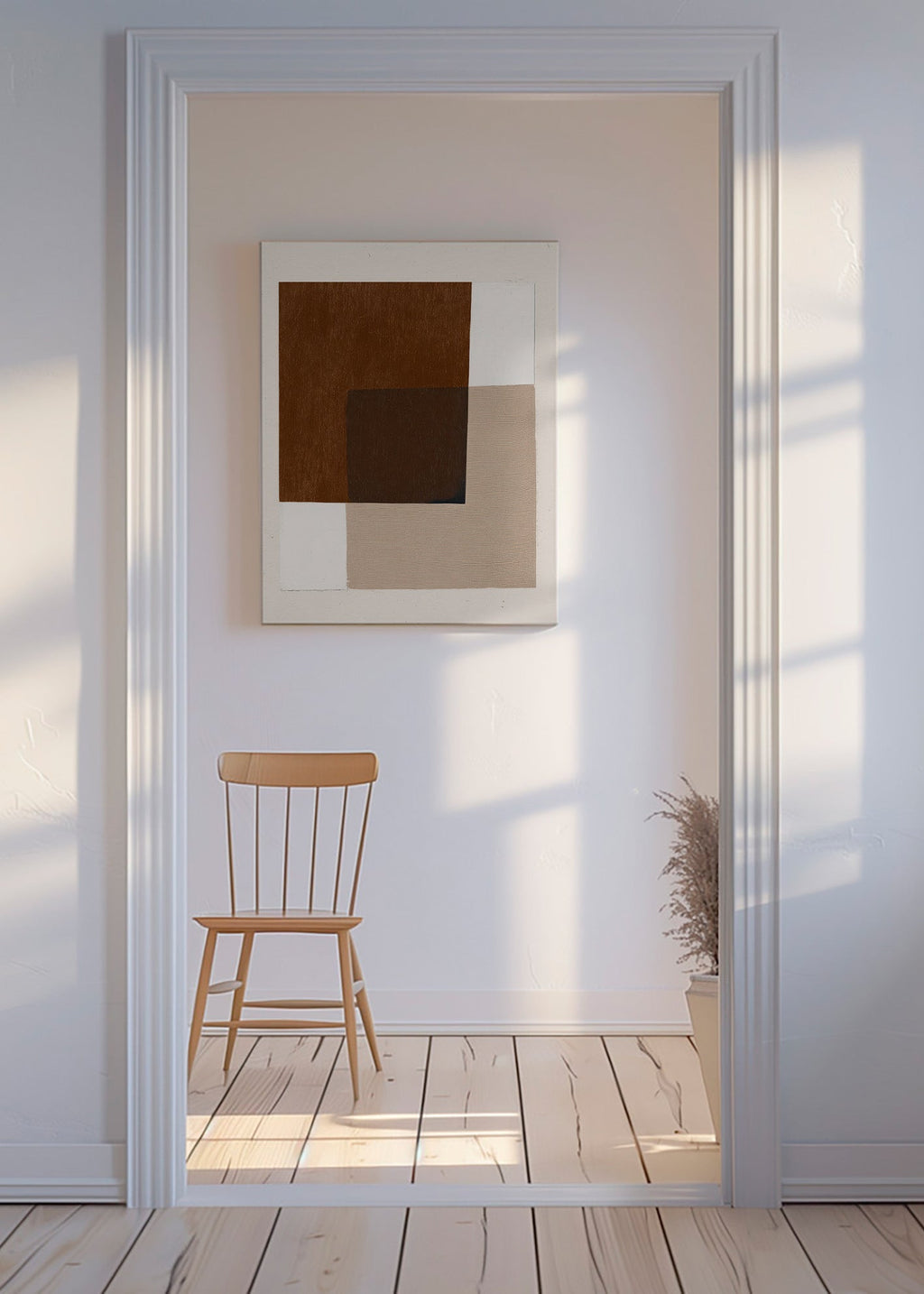 Minimalistisches Design mit erdigen überlappenden Blöcken