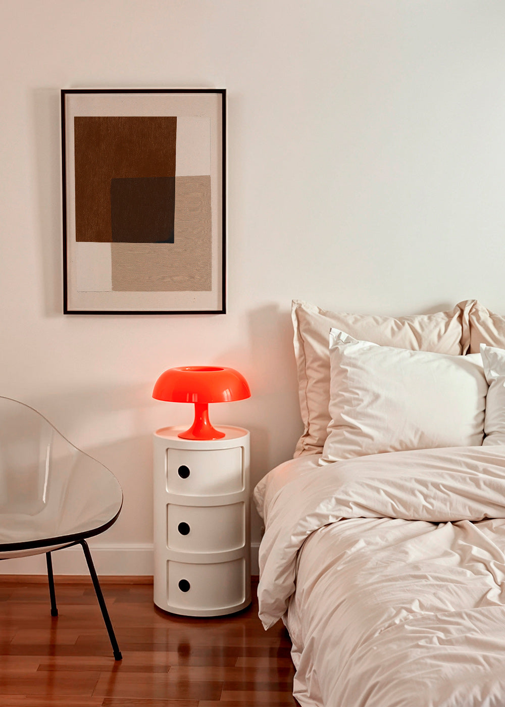 Minimalistisches Design mit erdigen überlappenden Blöcken