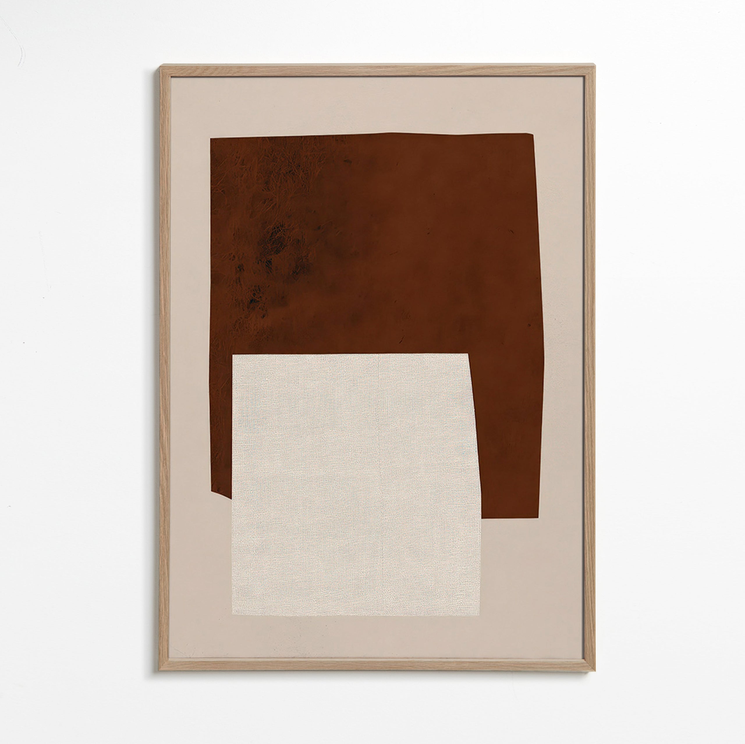 Minimalistisches Bild mit braunen und cremefarbenen Formen