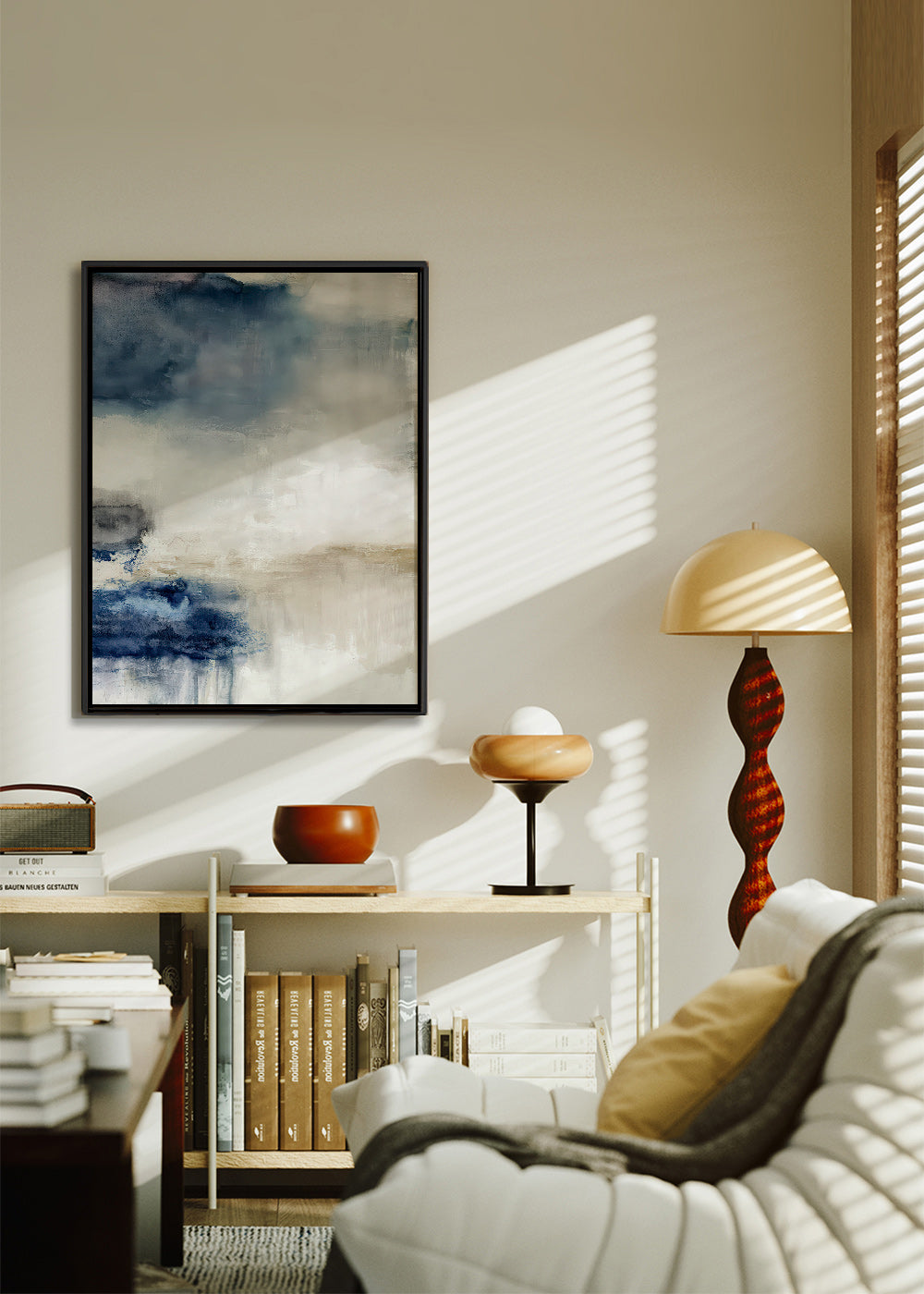 Abstraktes Bild in Blau und Beige